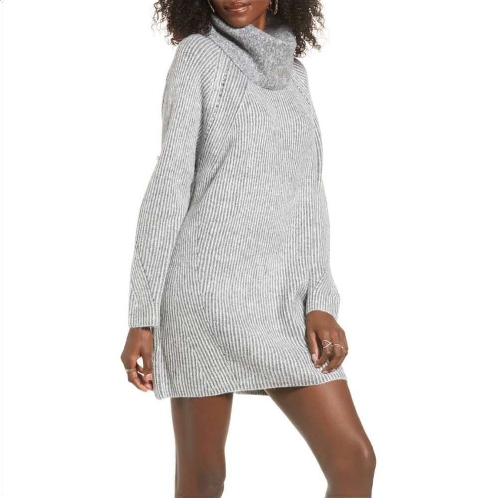 NWT Top Shop Grey Knit Cowl Neck Sweater Dress 12